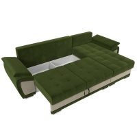 Угловой диван Нэстор (микровельвет зелёный бежевый) - Изображение 3